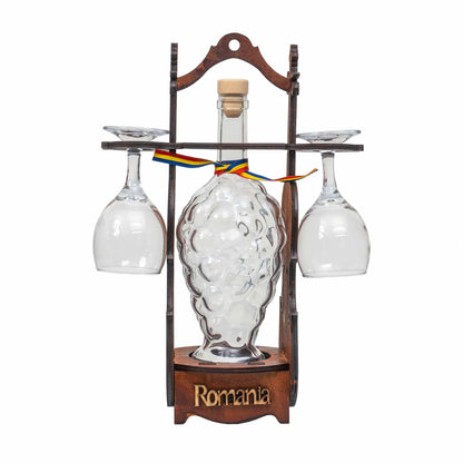 Suport vioara, sticla model strugure cu doua pahare de vin / EXT 10715