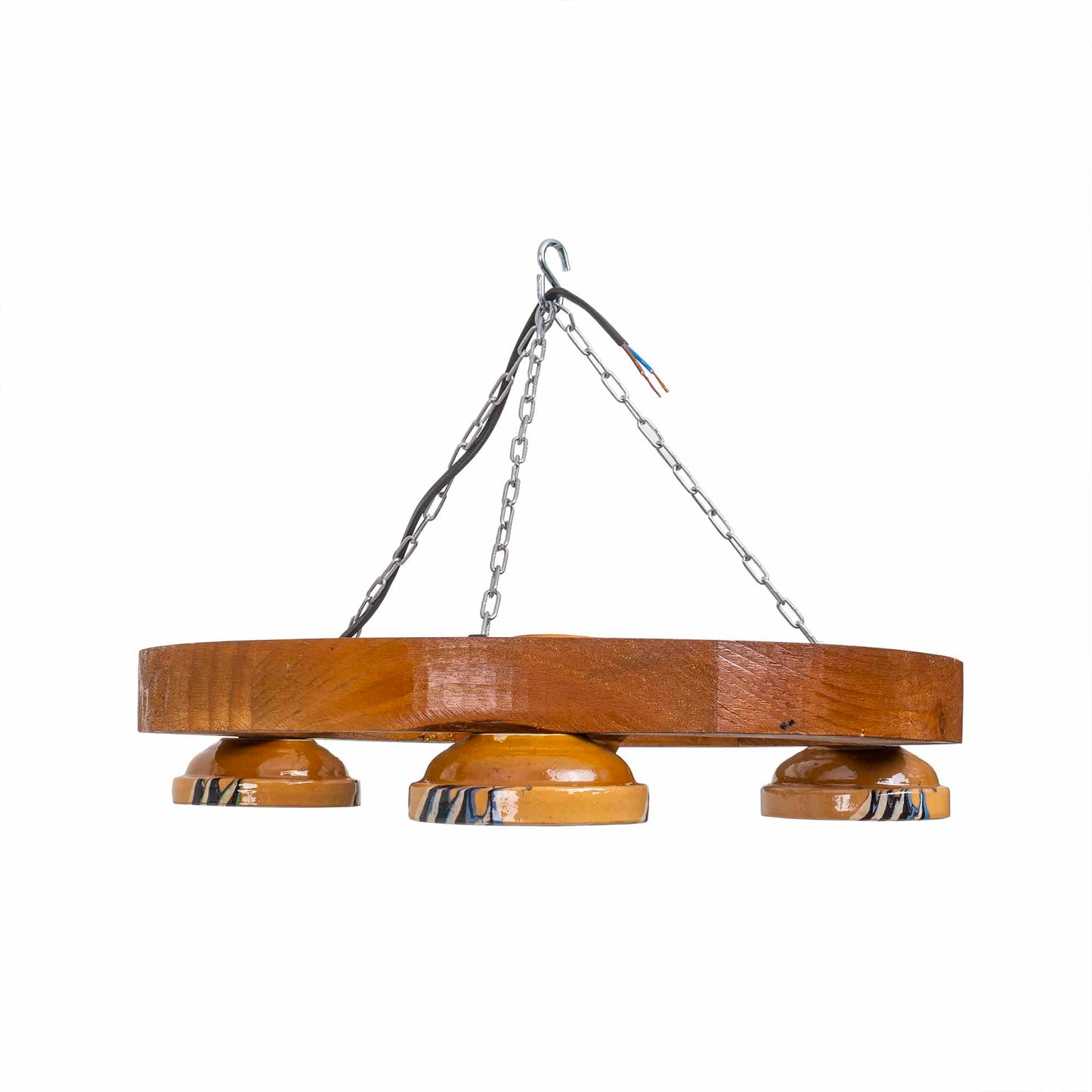 Lustra din lemn cu 3 castroane, diametru 40cm / EXT 10760