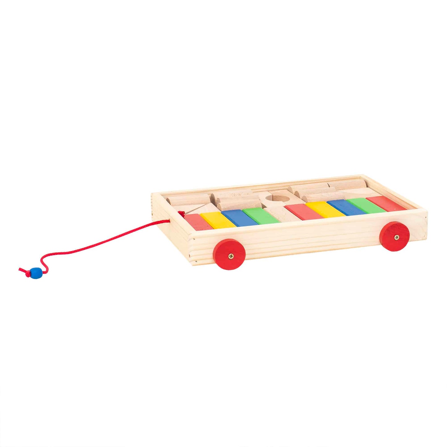 Caruciuor cu 24 cuburi din lemn, 32x22x5cm / EXT 10769