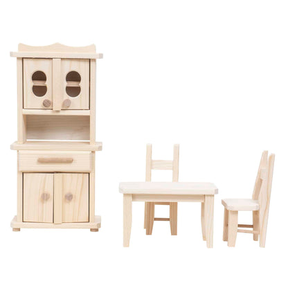 Mobila bucatarie din lemn pentru papusi, culoarea natur / EXT 10777