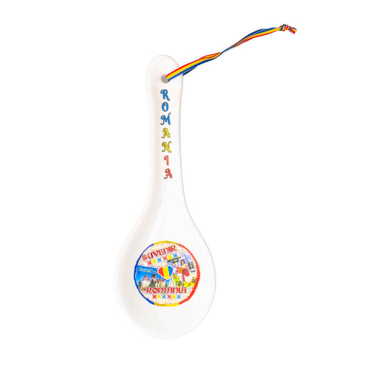 Suport pentru lingura de gatit, suvenir, model Romania, 24x8.5cm / EXT 10782