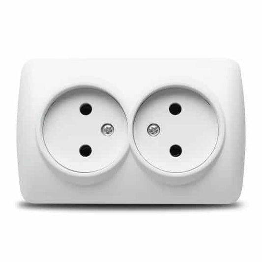 Priza dubla aplicata, Horoz Eva 16A, 250V / EXT 112-003-0002