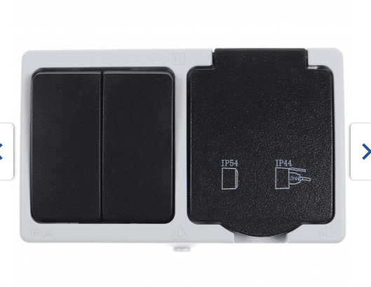 Modul priza si intrerupator dublu Horoz Atom, 10A, 250V, IP54 / EXT 112-100-0005