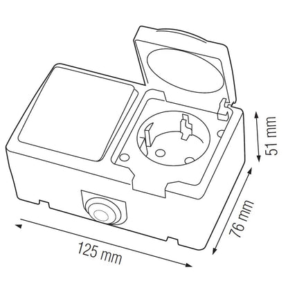 Modul priza si intrerupator Horoz Atom, 10A, 250V, IP54 / EXT 112-100-0003