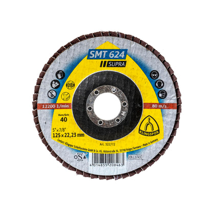 Disc lamelar frontal Klingspor SMT 624 Supra, P40 125X22.23 mm / EXT 322772