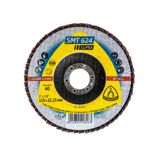 Disc lamelar frontal Klingspor SMT 624 Supra, P40 125X22.23 mm / EXT 322772