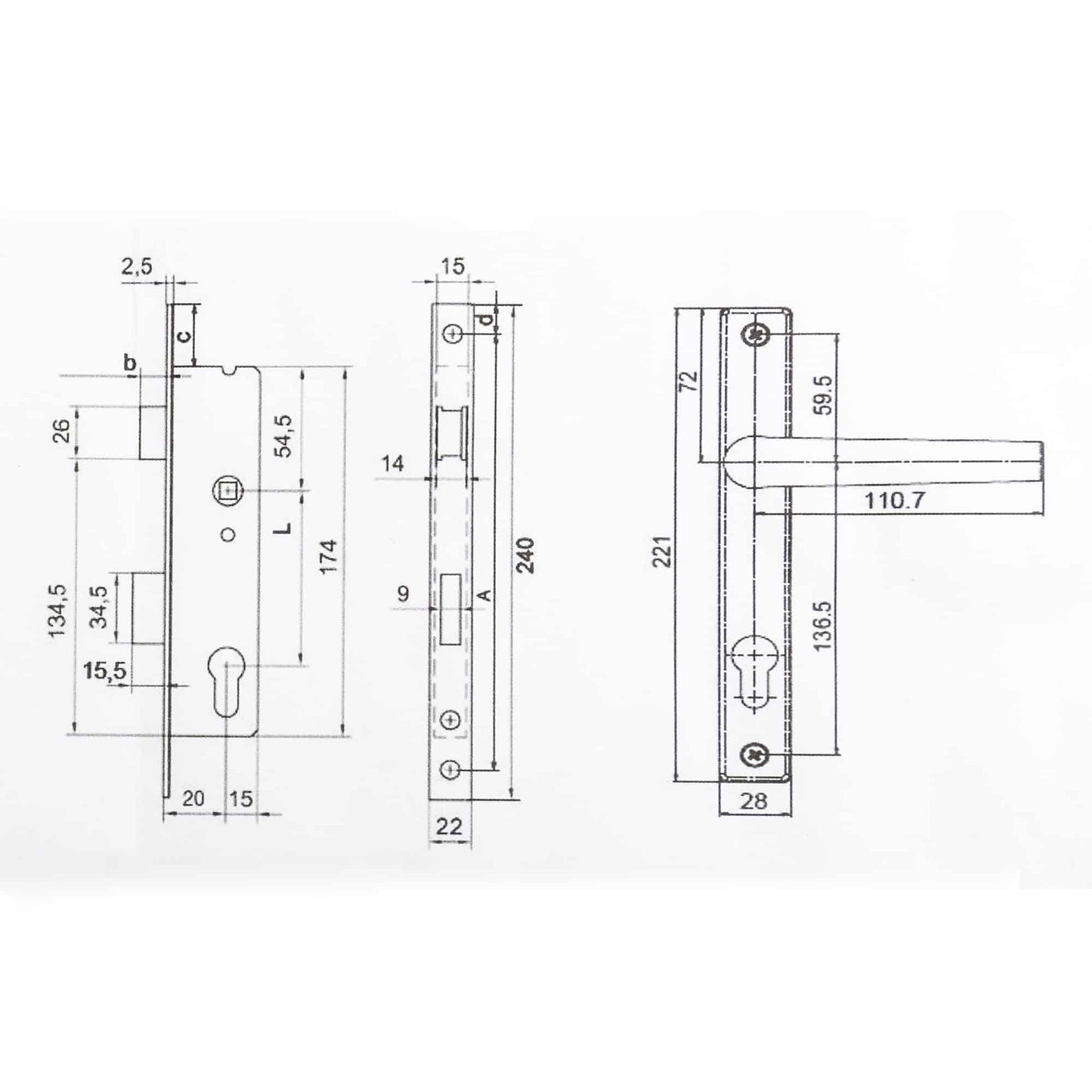 Pachet Aluminiu Feroneria Negru / EXT 5636