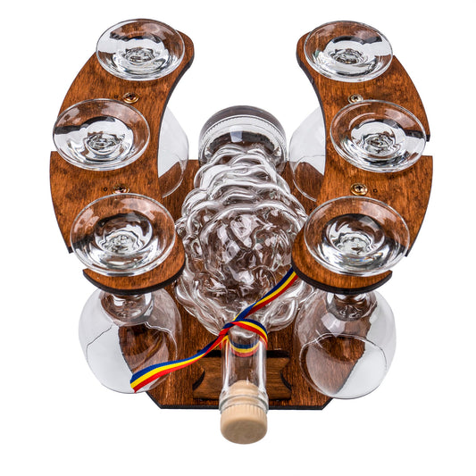 Set 6 pahare vin cu sticla pe suport / EXT 5645