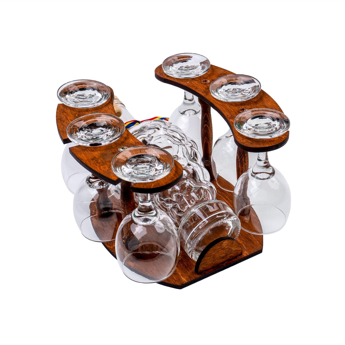 Set 6 pahare vin cu sticla pe suport / EXT 5645