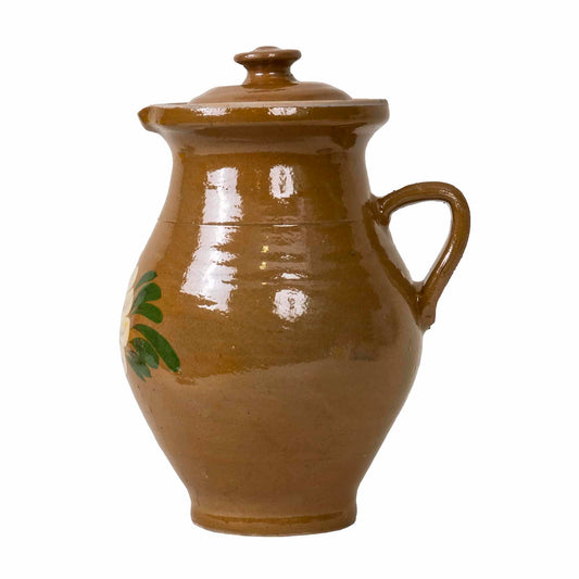 Cana din lut, capacitate 2l, pictata traditional, cu capac / EXT 5690