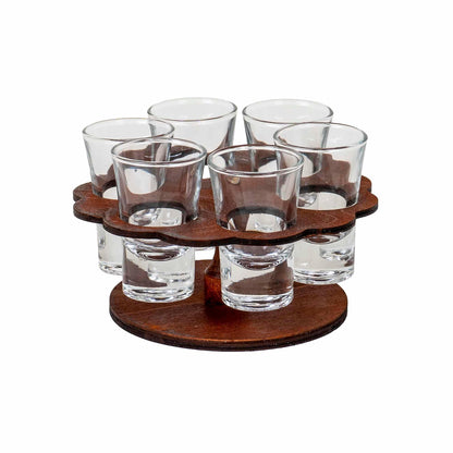 Set 6 pahare, cu suport lemn in forma de floare, 50ml / EXT 5724 - 221.ro
