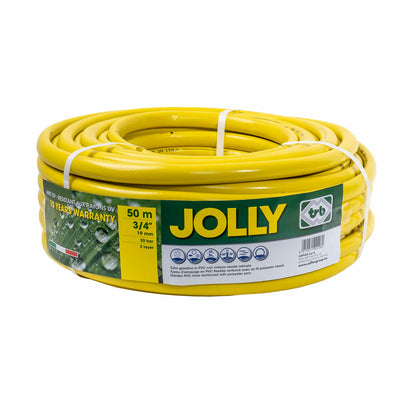 Furtun gradina, armat, cu insertie 3/4, lungime 50 metri, galben, flexibil, rezistent la radiatii UV si la frig / EXT 6052