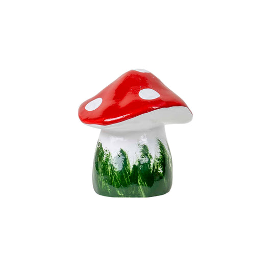 Ciuperca decorativa pentru gradina, din ceramica, inaltime 18 cm, latime 18 cm / EXT 6077