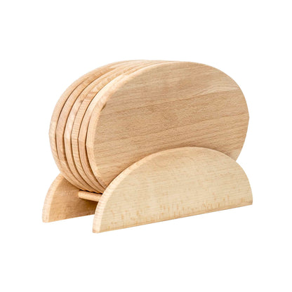 Set 6 tocatoare din lemn de fag, plus suport, oval / EXT 6084