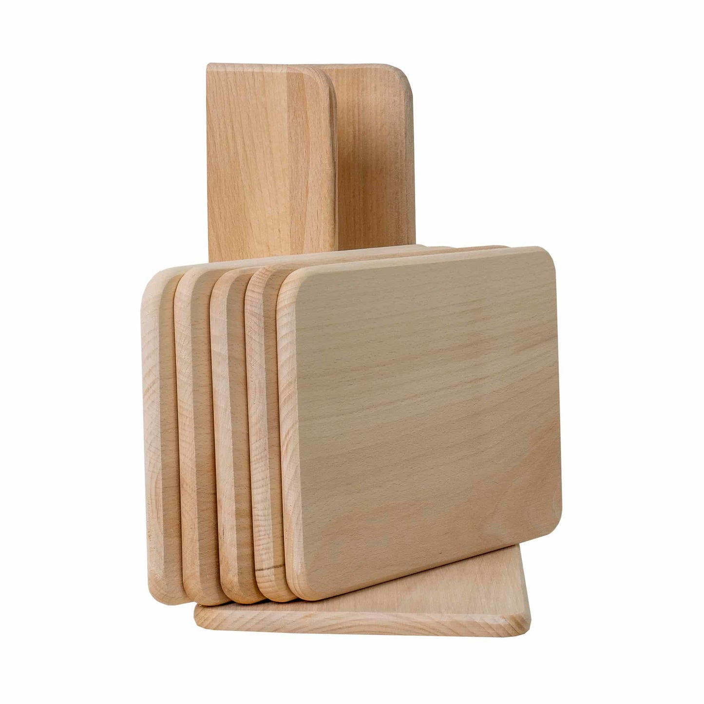 Set 6 tocatoare din lemn de fag, plus suport, dreptunghiular / EXT 6085