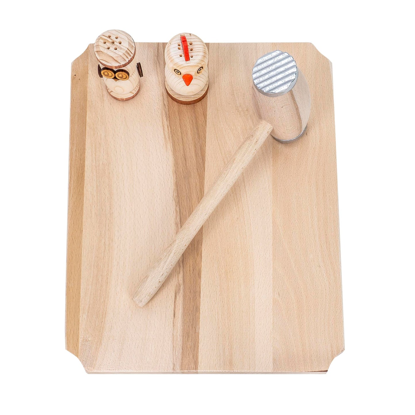 Set tocator dreptunghiular din lemn de fag, 10 piese, 40x30x2cm / EXT 6086