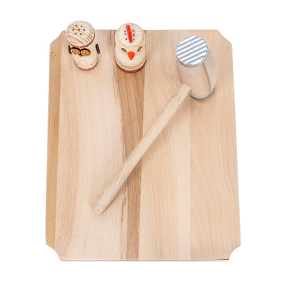 Set tocator dreptunghiular din lemn de fag, 10 piese, 40x30x2cm / EXT 6086