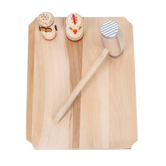 Set tocator dreptunghiular din lemn de fag, 10 piese, 40x30x2cm / EXT 6086