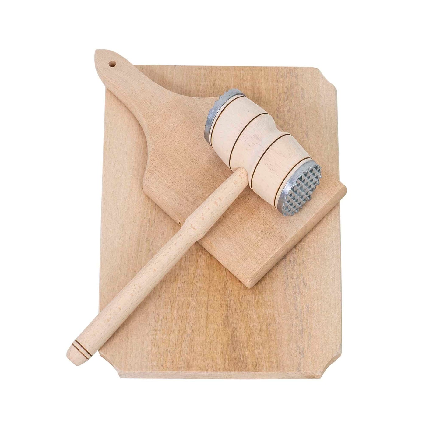 Set 3 piese, un ciocan si doua tocatoare, din lemn de fag, grosime 20mm / EXT 6089