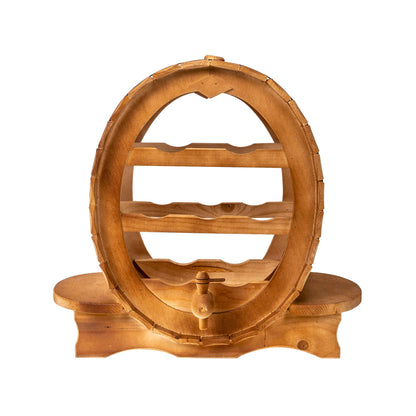 Suport 7 sticle de vin, cu canea, din lemn de brad, inaltime 50cm / EXT 6095