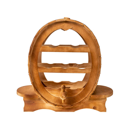 Suport 7 sticle de vin, cu canea, din lemn de brad, inaltime 50cm / EXT 6095