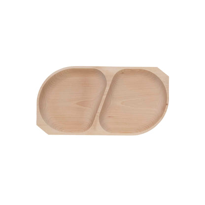 Platou din lemn de fag cu 2 compartimente, 44x23x2.5cm / EXT 6175