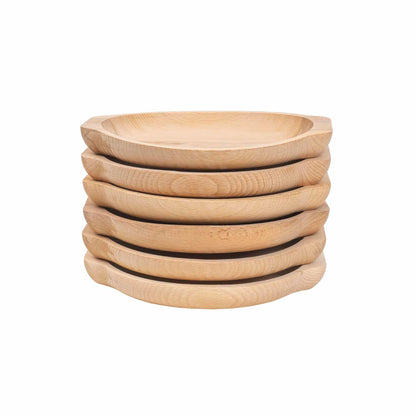 Set 6 farfurii din lemn de fag, forma rotunda, 24x22 cm / EXT 6182 - 221.ro