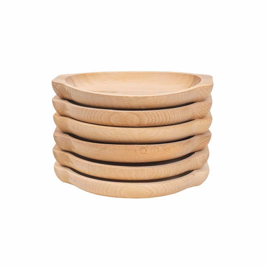 Set 6 farfurii din lemn de fag, forma rotunda, 24x22 cm / EXT 6182 - 221.ro