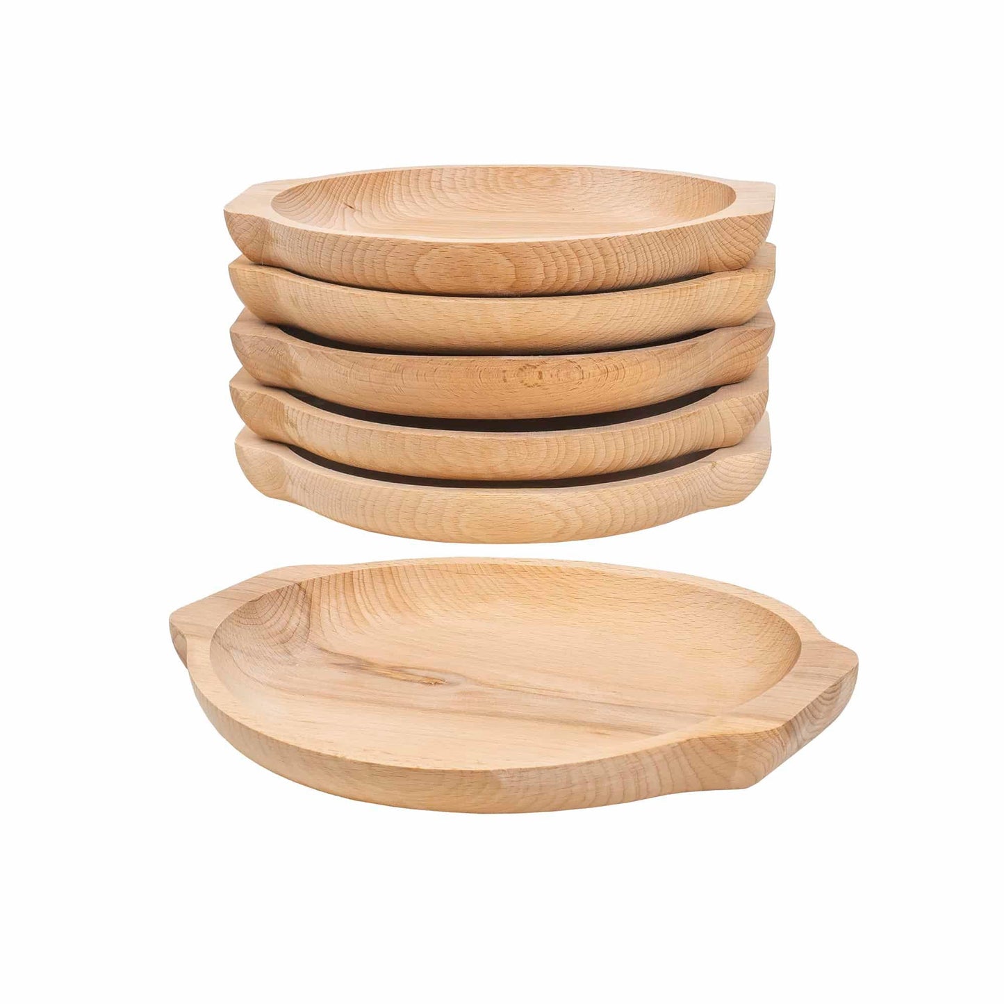 Set 6 farfurii din lemn de fag, forma rotunda, 24x22 cm / EXT 6182 - 221.ro