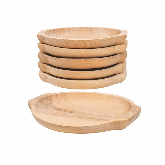 Set 6 farfurii din lemn de fag, forma rotunda, 24x22 cm / EXT 6182 - 221.ro