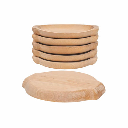 Set 6 farfurii din lemn de fag, forma rotunda, 24x22 cm / EXT 6182 - 221.ro