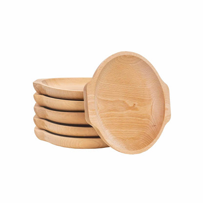 Set 6 farfurii din lemn de fag, forma rotunda, 24x22 cm / EXT 6182 - 221.ro