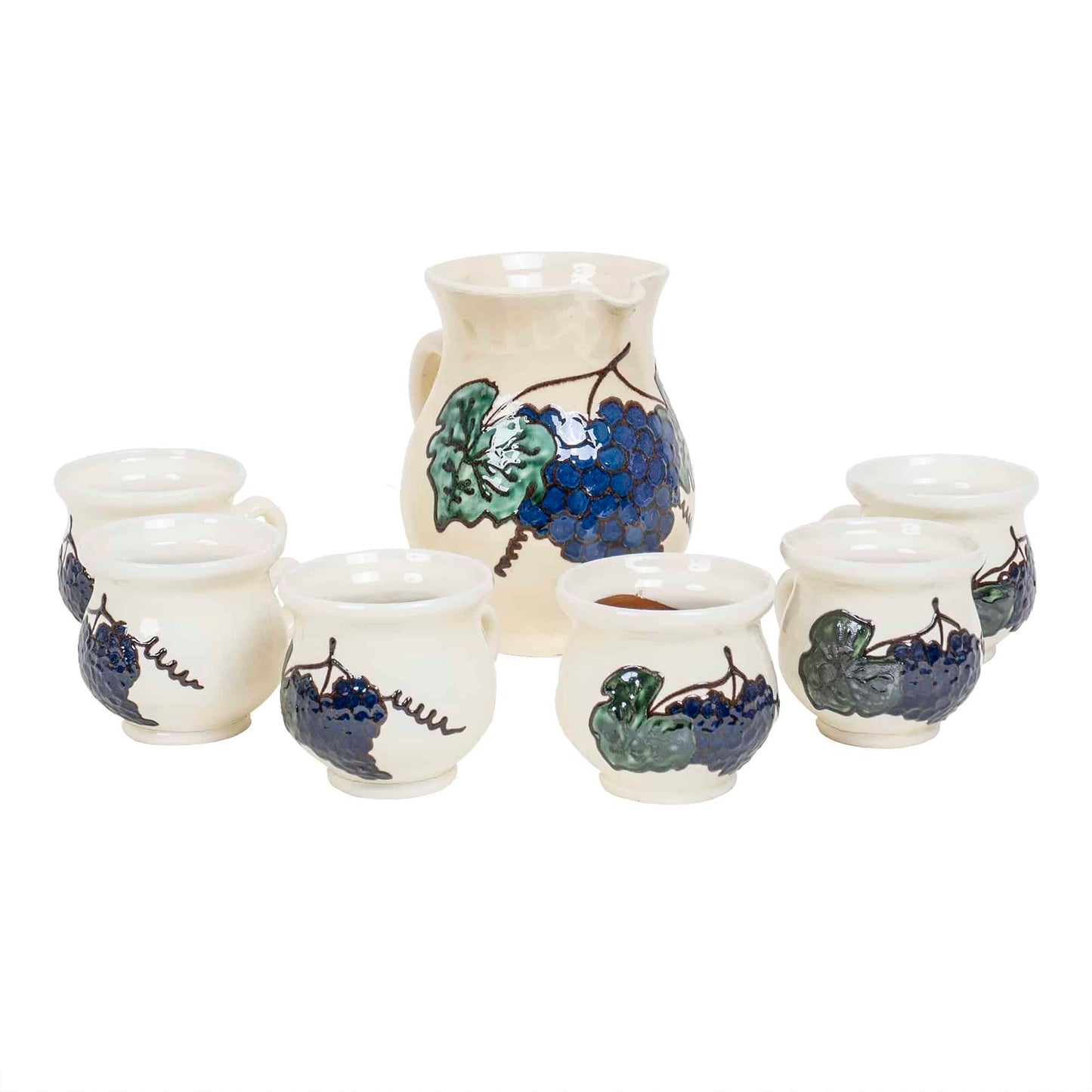 Set pentru vin din ceramica, 6 cesti 200ml + ulcior 1L / EXT 6630