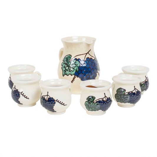 Set pentru vin din ceramica, 6 cesti 200ml + ulcior 1L / EXT 6630