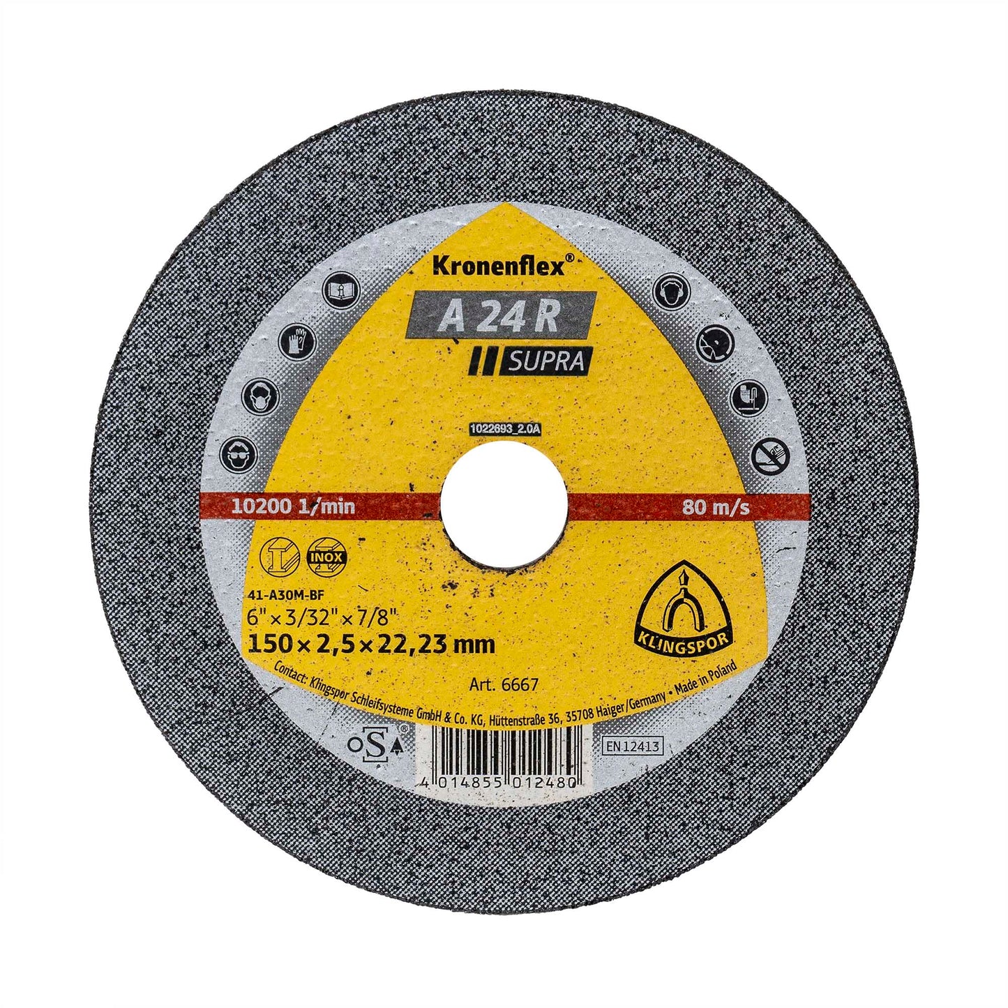 Disc debitare Klingspor A24R Supra, 150x2.5x22.23mm / EXT 6667