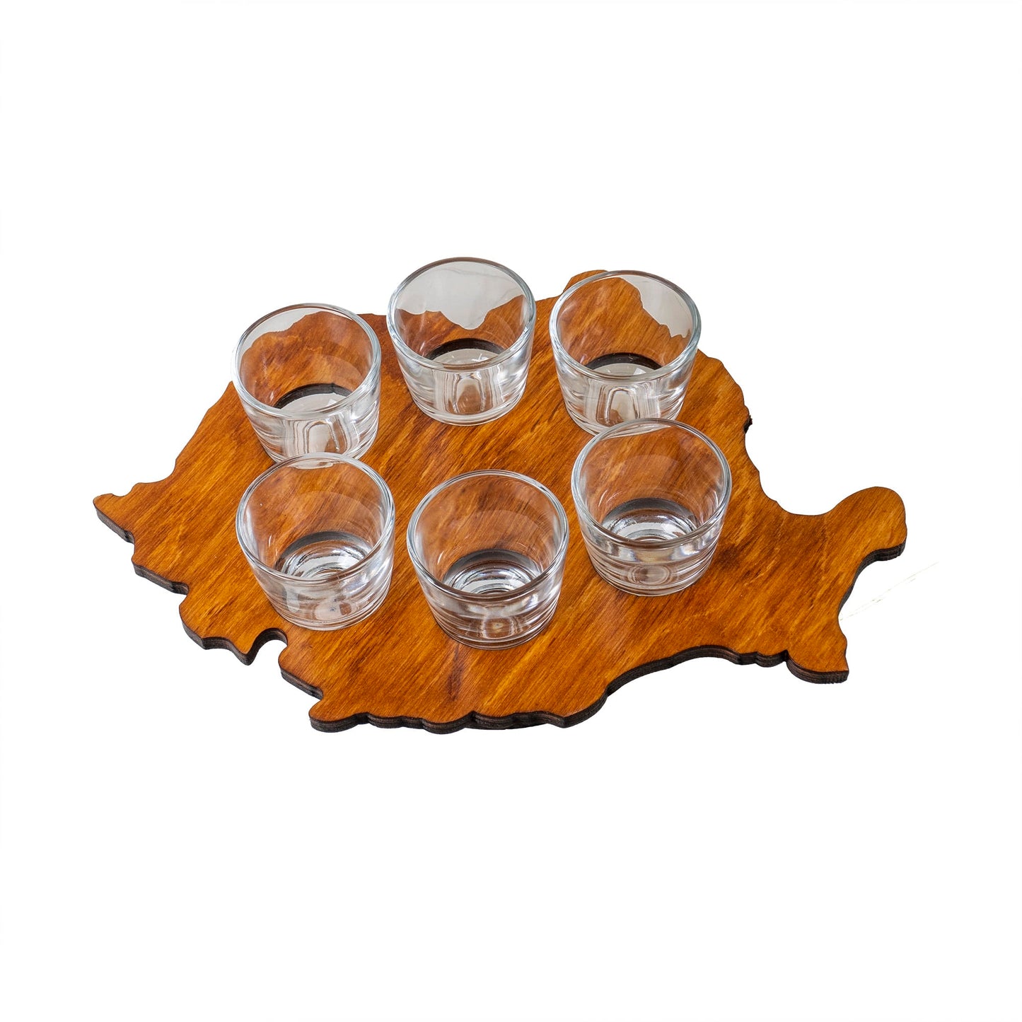 Set 6 pahare, cu suport lemn in forma de harta cu picior, 30ml / EXT 7125_1