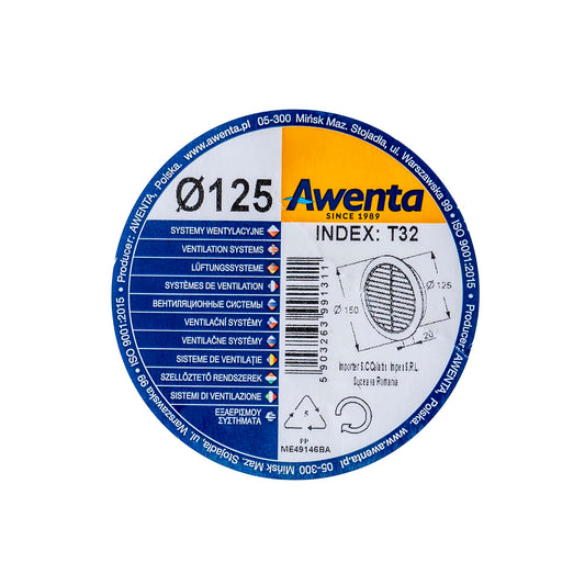 Rama aerisire plastic plus mufa, Q125mm / EXT 7195