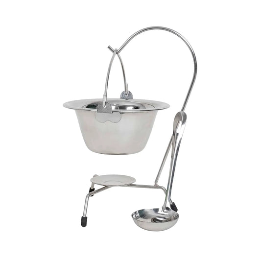 Ceaun mini, din inox, 0.8L cu suport si lingura / EXT 7228_3 - 221.ro