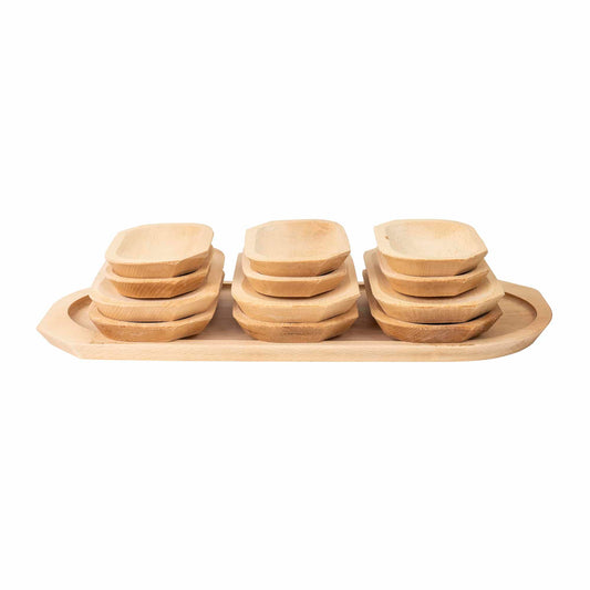 Set 13 platouri din lemn de fag pentru servire, 55x22x2.5cm / EXT 7233