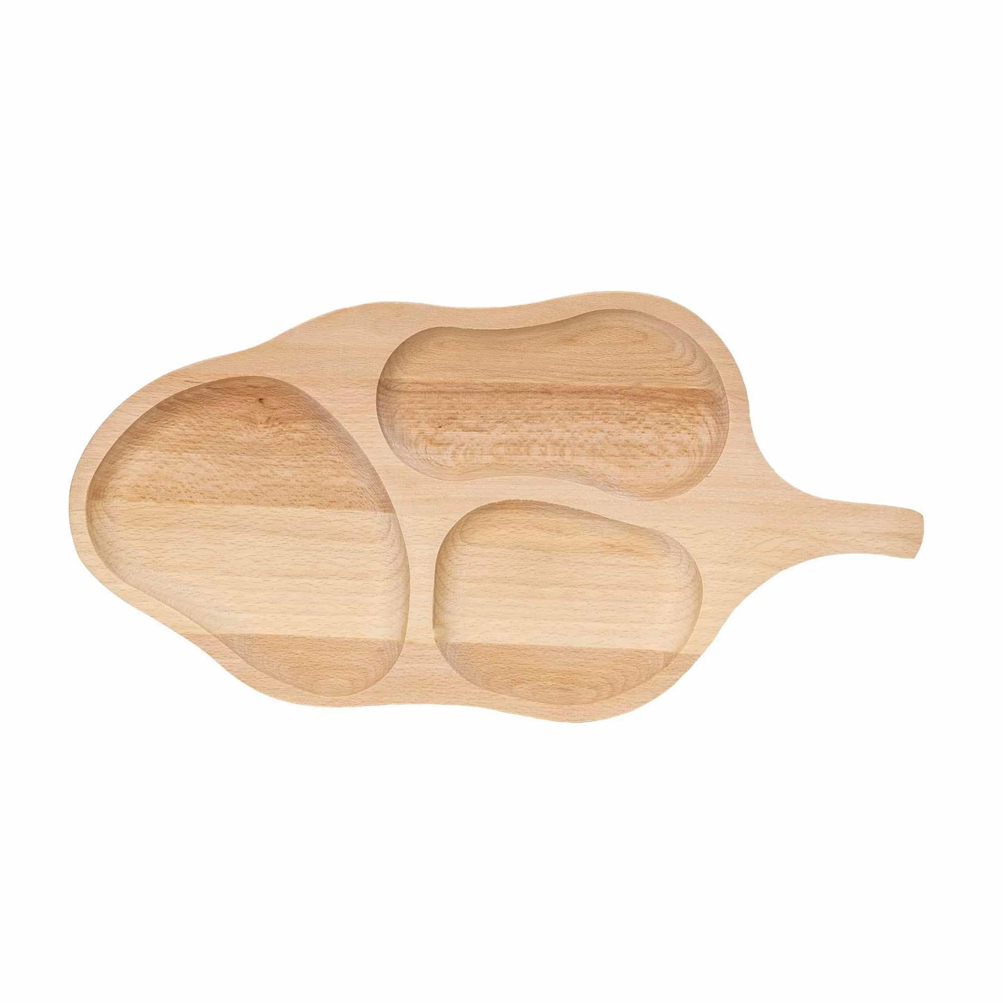 Platou pentru servire, din lemn de fag, in forma de frunza 49x24 cm / EXT 7261 - 221.ro