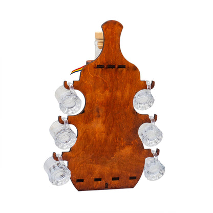 Suport sticla plus 6 pahare shot, model vioara / EXT 8010