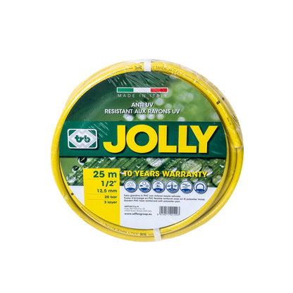 Furtun gradina, armat, cu insertie 1/2, lungime 25 metri, galben, flexibil, rezistent la radiatii UV si la frig / EXT 9663