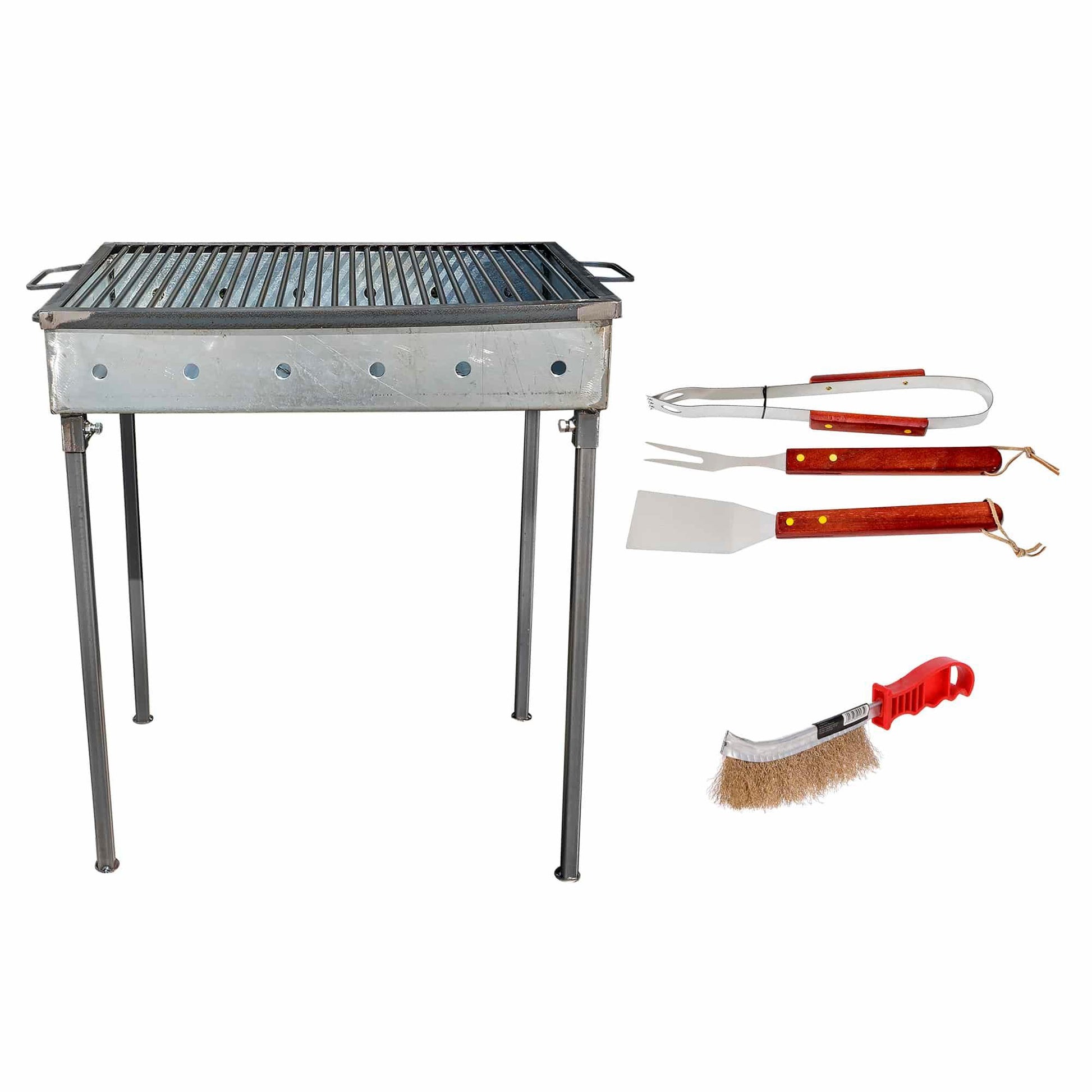 Pachet gratar metalic 60x40cm, grosime 3mm (EXT 9911) plus perie de sarma (ZLN 2264) plus 3 accesorii gratar (ZTS 8338) / EXT 9911_1 - 221.ro