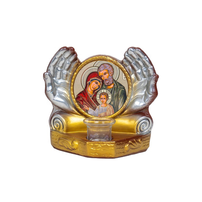 Candela cu doua maini din ipsos 22x10x19 cm / EXT 9913