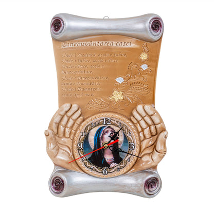 Binecuvantarea casei cu ceas 34x21cm / EXT 9916