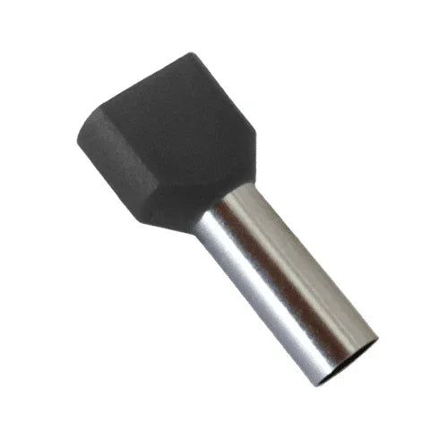 Pini dubli pentru cablu 2×1.5 mm, 100 bucăți, negri / EXT01-439-2