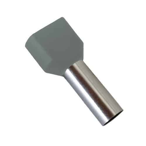Pini dubli pentru cablu 2×2.5 mm, 100 bucăți, gri / EXT01-440-2