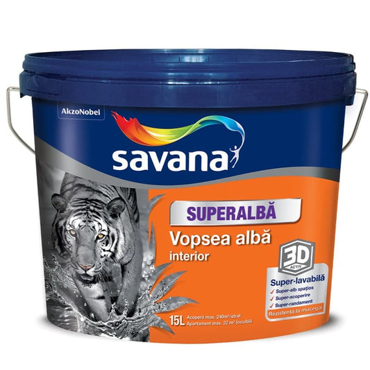 Vopsea superlavabila interior, 15 L, Savana, super alb  / EXT10007