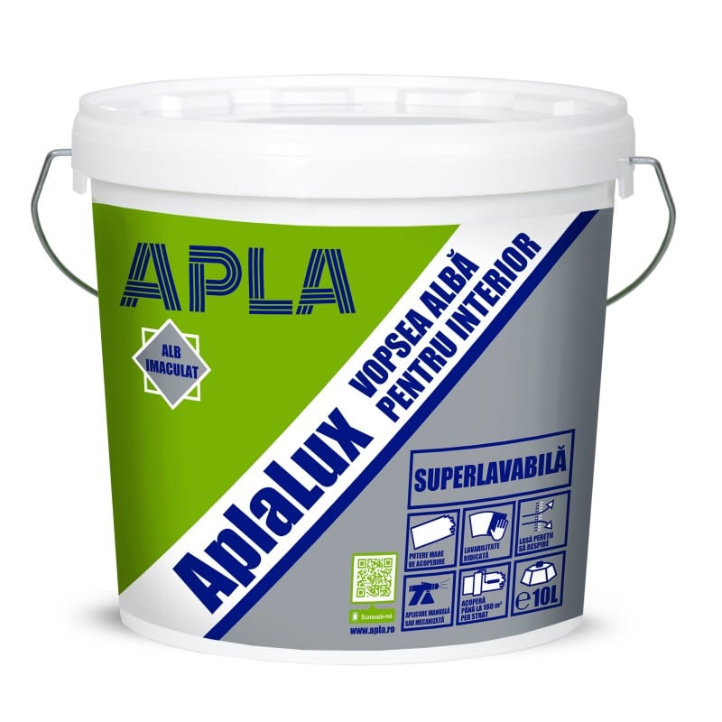 Vopsea superlavabilă interior, 10 L, APLA LUX, alb / EXT10013