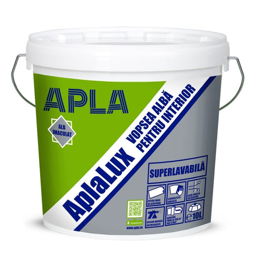 Vopsea superlavabilă interior, 10 L, APLA LUX, alb / EXT10013